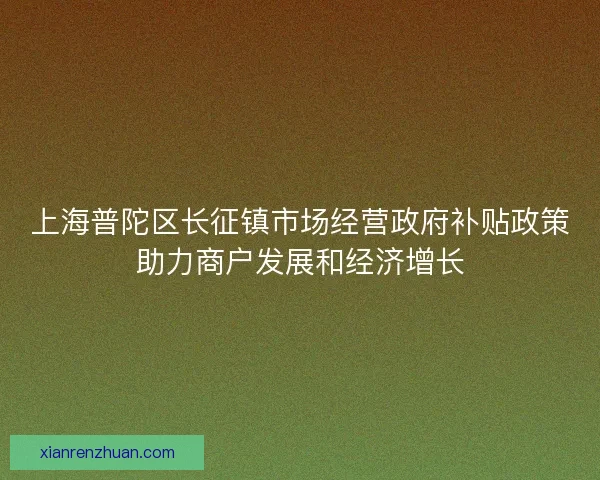 上海普陀区长征镇市场经营政府补贴政策助力商户发展和经济增长